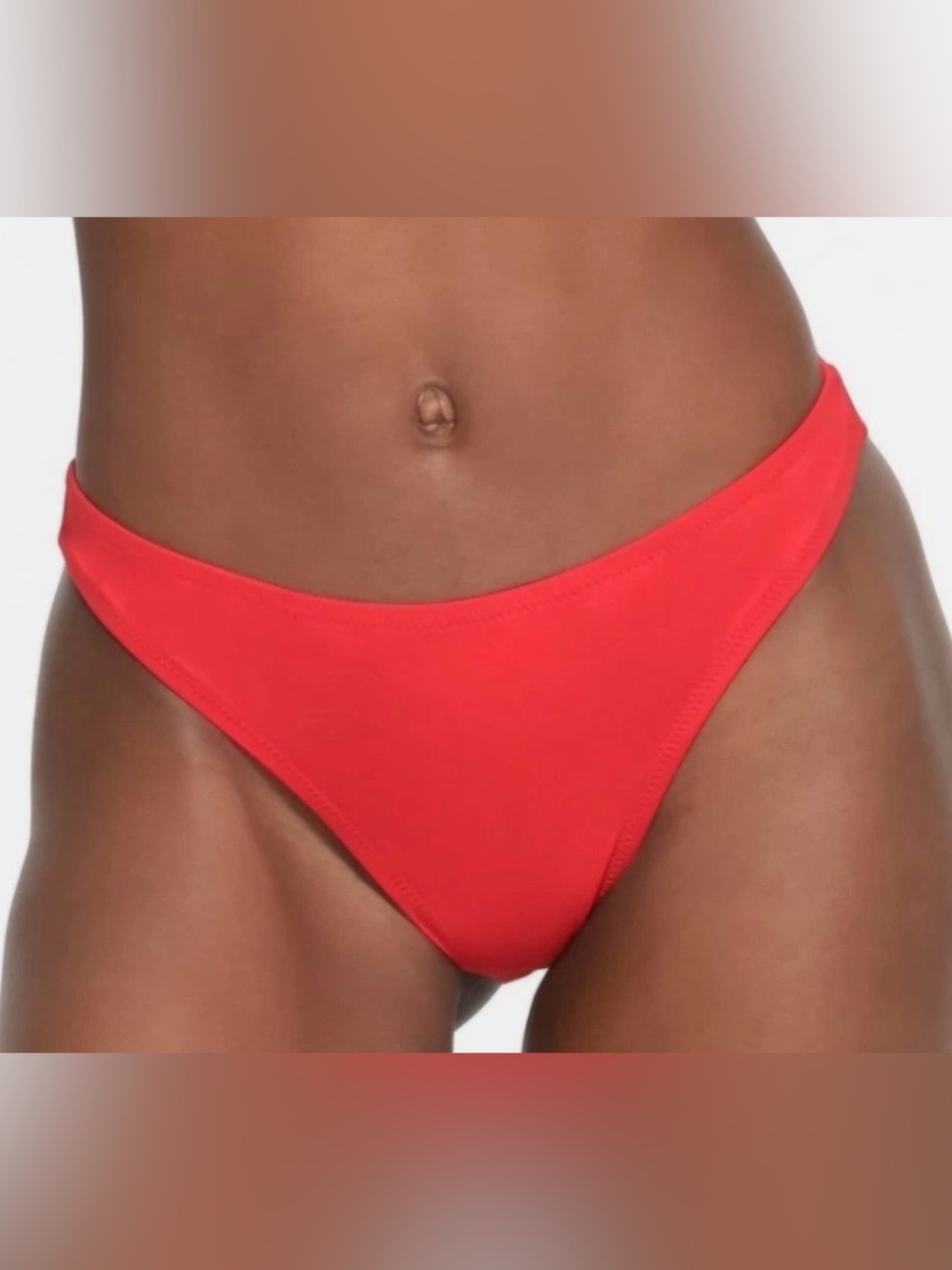 SKIMS 2Pc SET Ruched Halter Triangle Bikini Top& Cheeky Tanga Bottom Ruby Red L - Picture 6 of 6